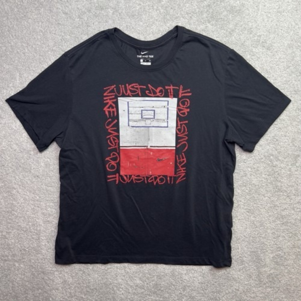 Nike Dri-FIT Just Do It Shirt Mens XL Black Basketball Hoop Graphic Cotton Blend